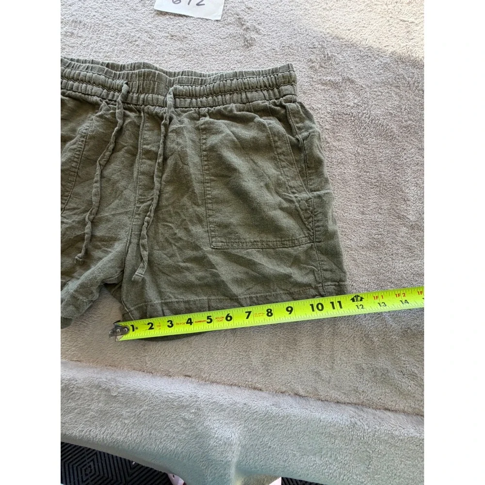 Old Navy Linen Blend Shorts Womens Small Green Drawstring Utility Pockets Z672